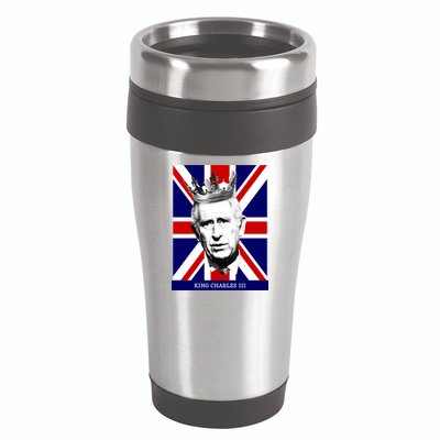 King Charles Iii Funny Gift Union Jack Royal Family Great Gift 16oz Travel Tumbler