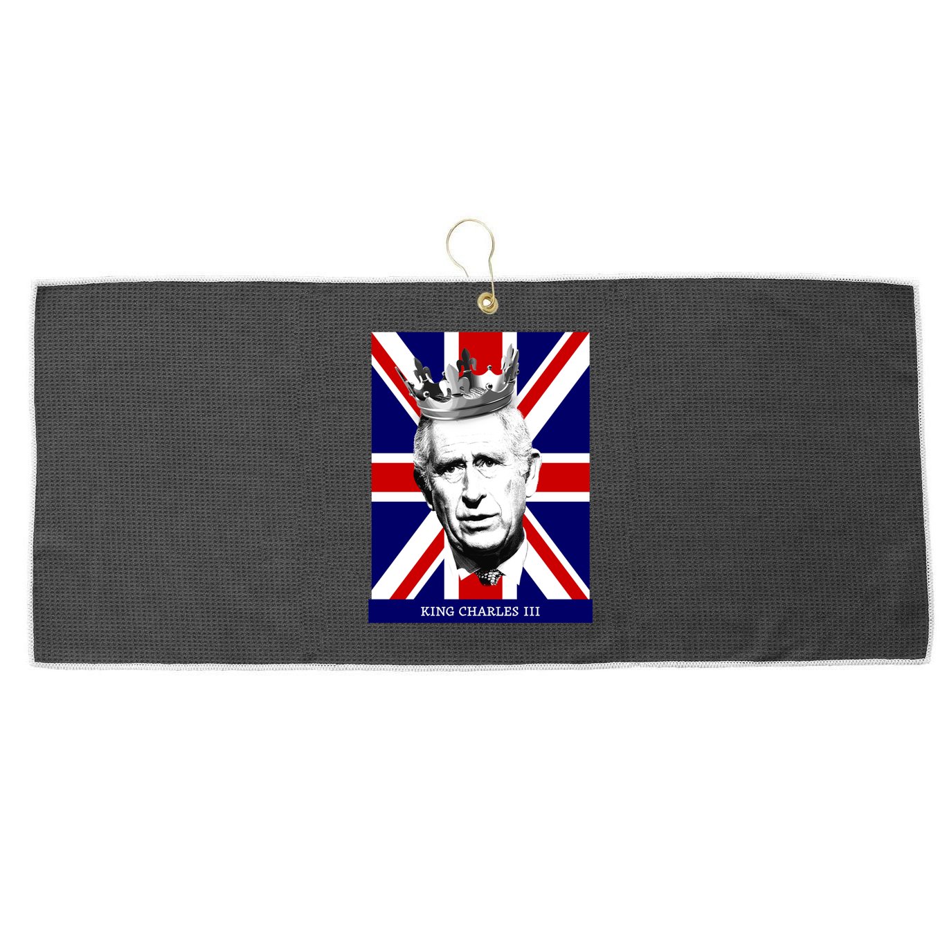 King Charles Iii Funny Gift Union Jack Royal Family Great Gift Large Microfiber Waffle Golf Towel