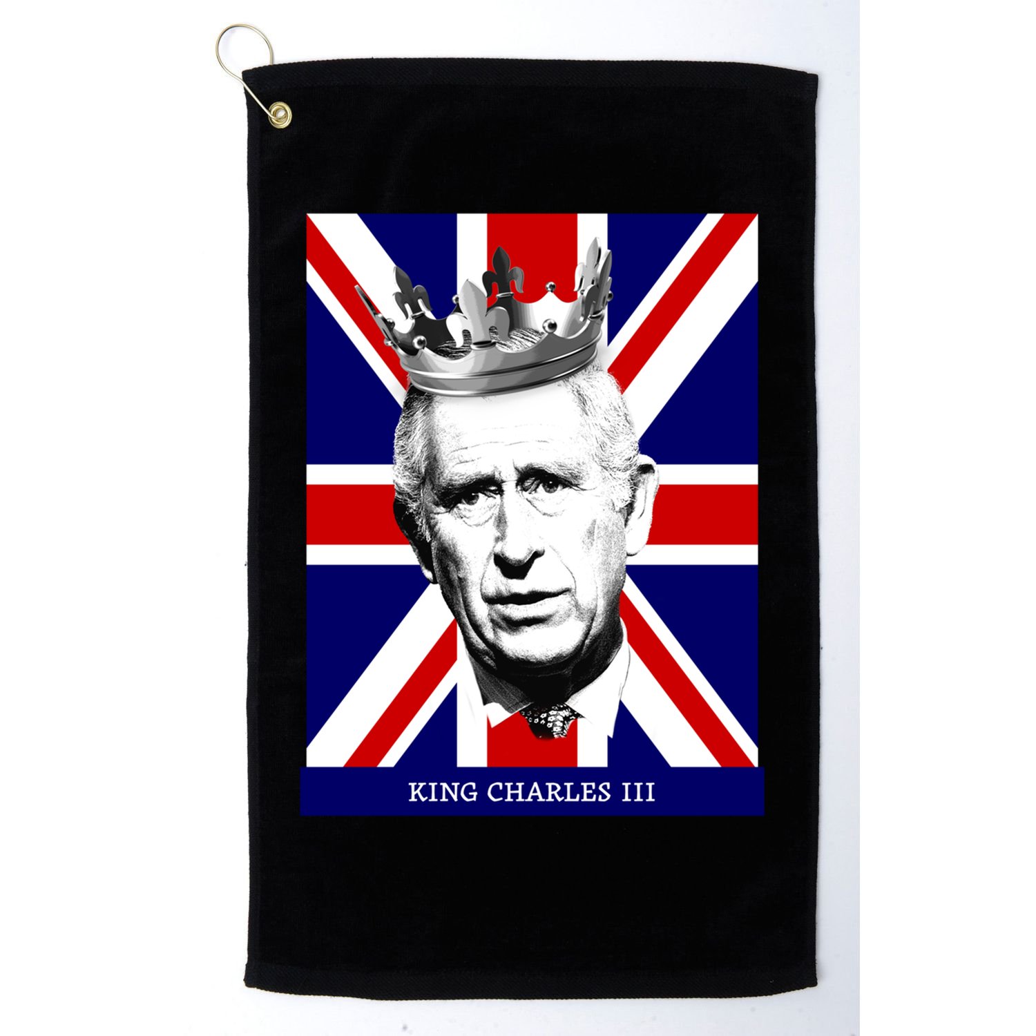 King Charles Iii Funny Gift Union Jack Royal Family Great Gift Golf Towel