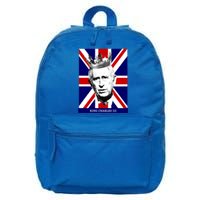 King Charles Iii Funny Gift Union Jack Royal Family Great Gift 16 in Basic Backpack