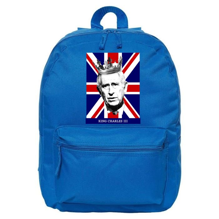 King Charles Iii Funny Gift Union Jack Royal Family Great Gift 16 in Basic Backpack