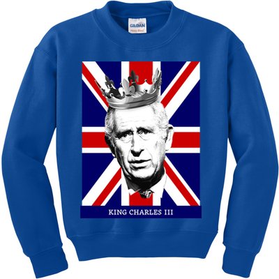 King Charles Iii Funny Gift Union Jack Royal Family Great Gift Kids Sweatshirt