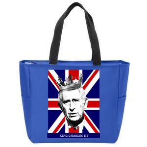 King Charles Iii Funny Gift Union Jack Royal Family Great Gift Zip Tote Bag