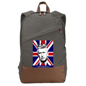 King Charles Iii Funny Gift Union Jack Royal Family Great Gift Cotton Canvas Backpack