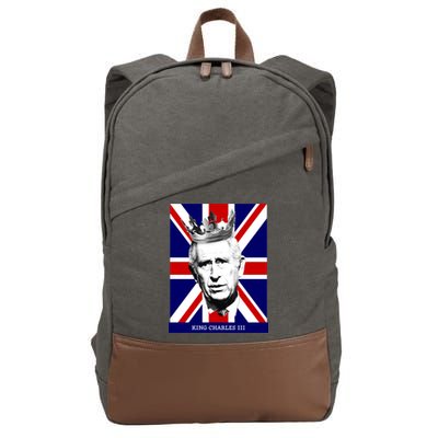 King Charles Iii Funny Gift Union Jack Royal Family Great Gift Cotton Canvas Backpack
