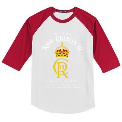 King Charles Iii 6 May Coronation Watch Party Souvenir Gift Kids Colorblock Raglan Jersey