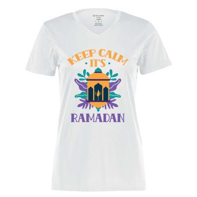 Keep Calm Its Ramadan Muslim Kareem Mubarak Eid Gift Women's Momentum V-Neck T-Shirt