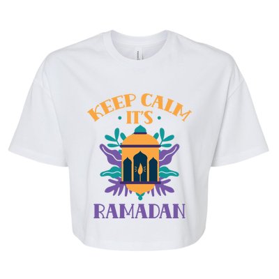 Keep Calm Its Ramadan Muslim Kareem Mubarak Eid Gift Bella+Canvas Jersey Crop Tee