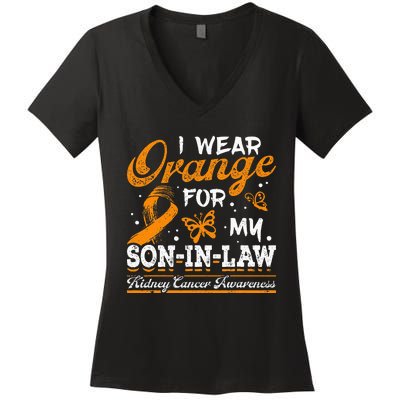 Kidney Cancer I Wear Orange For My Soninlaw Ribbon Women's V-Neck T-Shirt