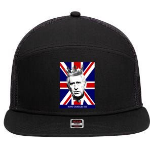 King Charles Iii Gift Union Jack Royal Family Gift 7 Panel Mesh Trucker Snapback Hat