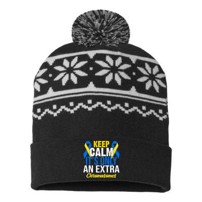 Keep Calm Its Only An Extra Chromosomes Down Syndrome USA-Made Snowflake Beanie