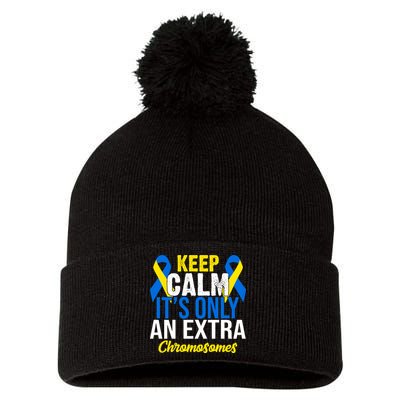 Keep Calm Its Only An Extra Chromosomes Down Syndrome Pom Pom 12in Knit Beanie