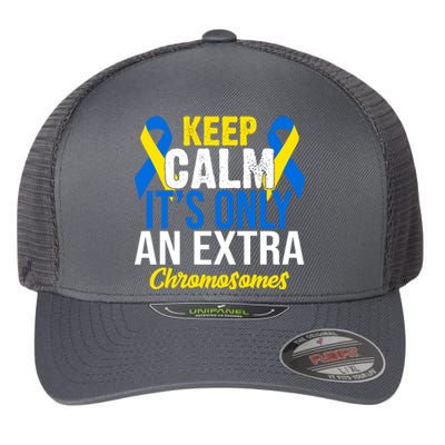 Keep Calm Its Only An Extra Chromosomes Down Syndrome Flexfit Unipanel Trucker Cap