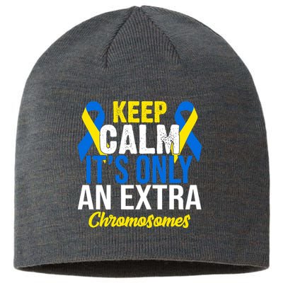 Keep Calm Its Only An Extra Chromosomes Down Syndrome Sustainable Beanie