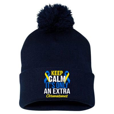 Keep Calm Its Only An Extra Chromosomes Down Syndrome Pom Pom 12in Knit Beanie