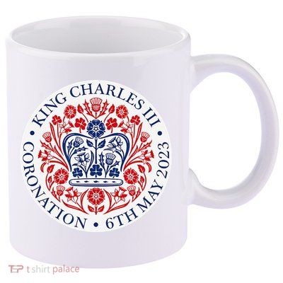 King Charles III Coronation Official Logo Watch Party 11oz C Handle Ceramic Mug