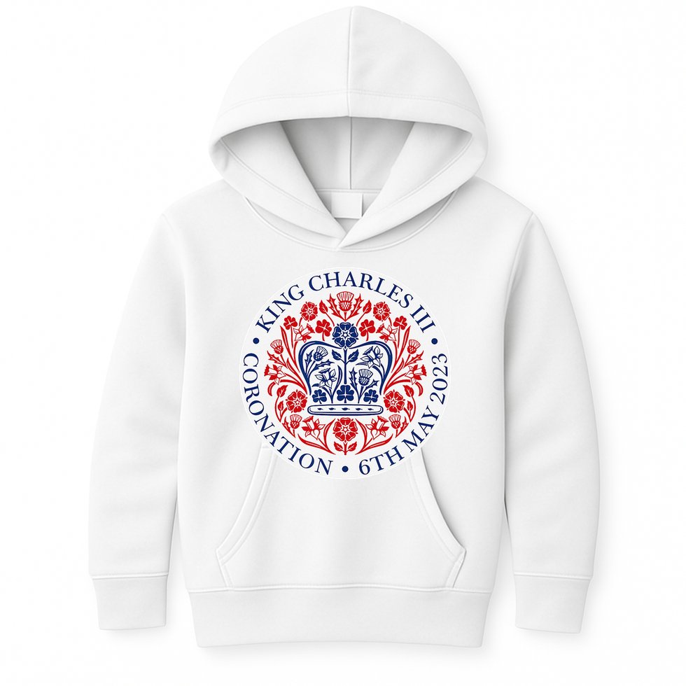 King Charles III Coronation Official Logo Watch Party Kids Hoodie