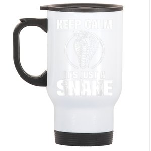 Keep Calm Its Just A Snake Snakes Lover Zoology Reptiles Stainless Steel Travel Mug