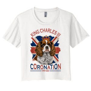 King Charles III British Royal Coronation May Spaniel Dog Women's Crop Top Tee