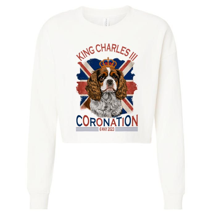 King Charles III British Royal Coronation May Spaniel Dog Cropped Pullover Crew