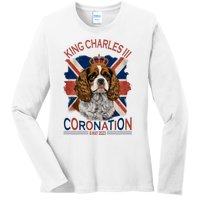 King Charles III British Royal Coronation May Spaniel Dog Ladies Long Sleeve Shirt