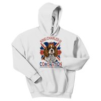 King Charles III British Royal Coronation May Spaniel Dog Kids Hoodie