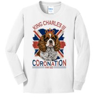 King Charles III British Royal Coronation May Spaniel Dog Kids Long Sleeve Shirt