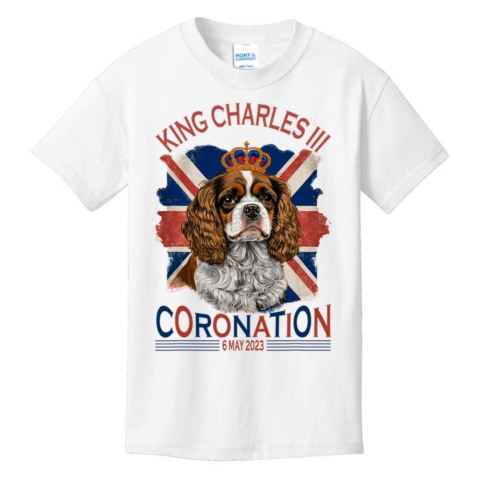 King Charles III British Royal Coronation May Spaniel Dog Kids T-Shirt