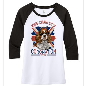 King Charles III British Royal Coronation May Spaniel Dog Women's Tri-Blend 3/4-Sleeve Raglan Shirt