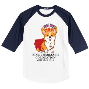 King Charles III Coronation Royal Corgi dog British flag Baseball Sleeve Shirt