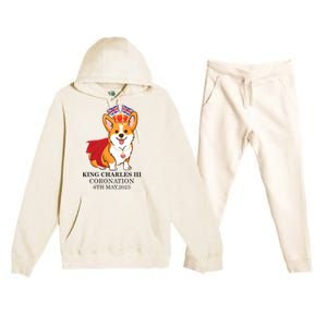 King Charles III Coronation Royal Corgi dog British flag Premium Hooded Sweatsuit Set