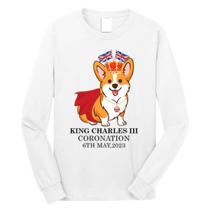 King Charles III Coronation Royal Corgi dog British flag Long Sleeve Shirt