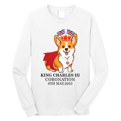 King Charles III Coronation Royal Corgi dog British flag Long Sleeve Shirt