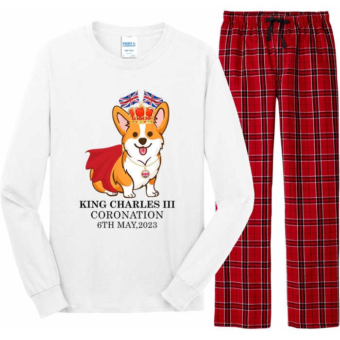 King Charles III Coronation Royal Corgi dog British flag Long Sleeve Pajama Set