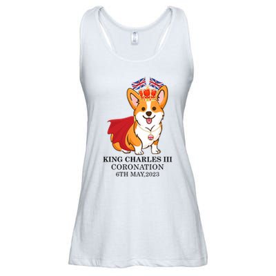 King Charles III Coronation Royal Corgi dog British flag Ladies Essential Flowy Tank