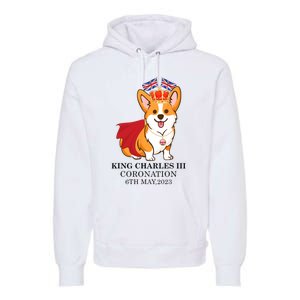 King Charles III Coronation Royal Corgi dog British flag Premium Hoodie