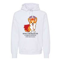 King Charles III Coronation Royal Corgi dog British flag Premium Hoodie