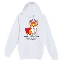 King Charles III Coronation Royal Corgi dog British flag Premium Pullover Hoodie