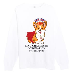 King Charles III Coronation Royal Corgi dog British flag Premium Crewneck Sweatshirt