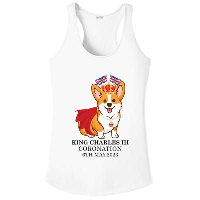 King Charles III Coronation Royal Corgi dog British flag Ladies PosiCharge Competitor Racerback Tank