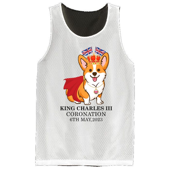 King Charles III Coronation Royal Corgi dog British flag Mesh Reversible Basketball Jersey Tank