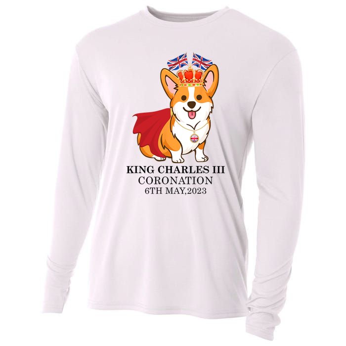 King Charles III Coronation Royal Corgi dog British flag Cooling Performance Long Sleeve Crew