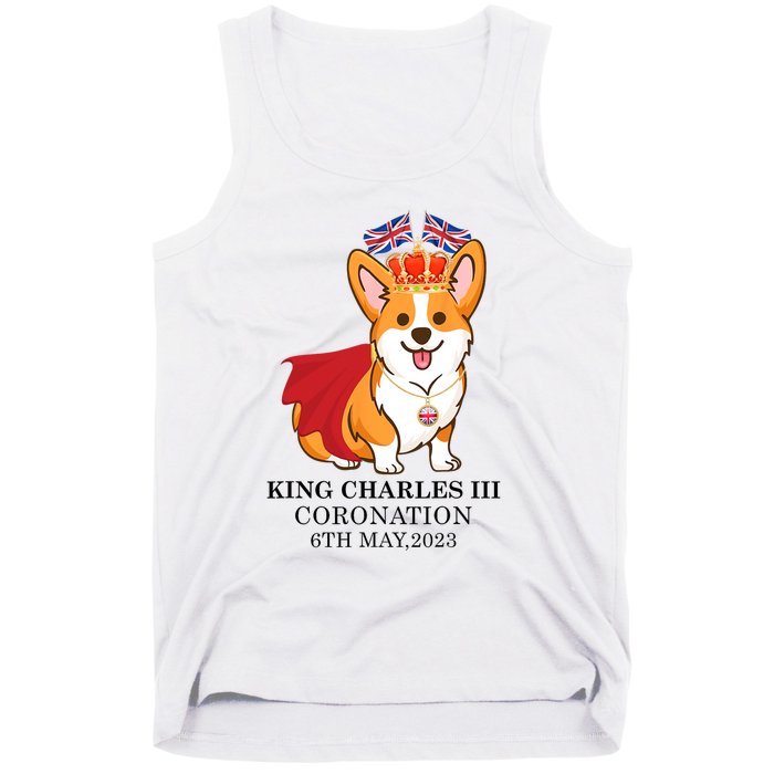 King Charles III Coronation Royal Corgi dog British flag Tank Top