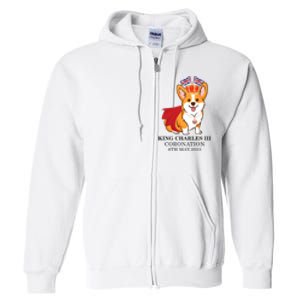 King Charles III Coronation Royal Corgi dog British flag Full Zip Hoodie