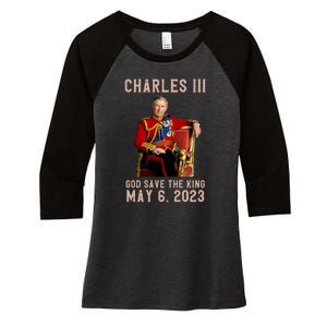 King Charles III Coronation God Save The King Women's Tri-Blend 3/4-Sleeve Raglan Shirt