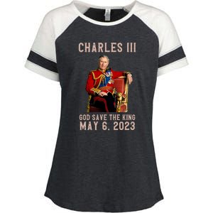 King Charles III Coronation God Save The King Enza Ladies Jersey Colorblock Tee