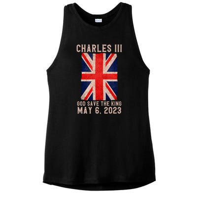 King Charles III Coronation God Save The King Ladies PosiCharge Tri-Blend Wicking Tank