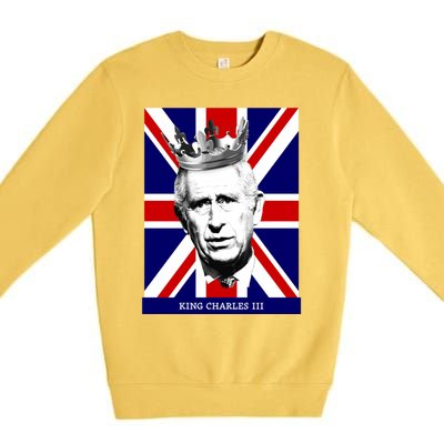 King Charles Iii Gift Union Jack Royal Family Gift Premium Crewneck Sweatshirt