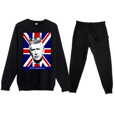 King Charles Iii Gift Union Jack Royal Family Gift Premium Crewneck Sweatsuit Set