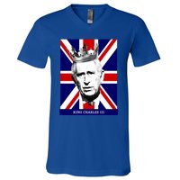 King Charles Iii Gift Union Jack Royal Family Gift V-Neck T-Shirt